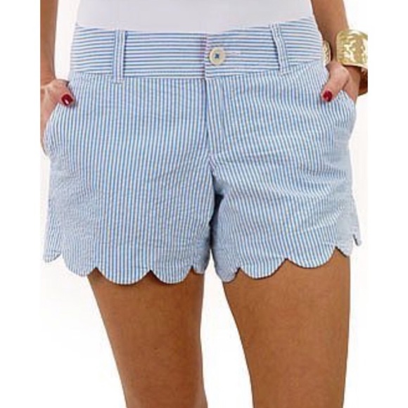 Lilly Pulitzer Pants - Lilly Pulitzer Blue Seersucker Buttercup Shorts